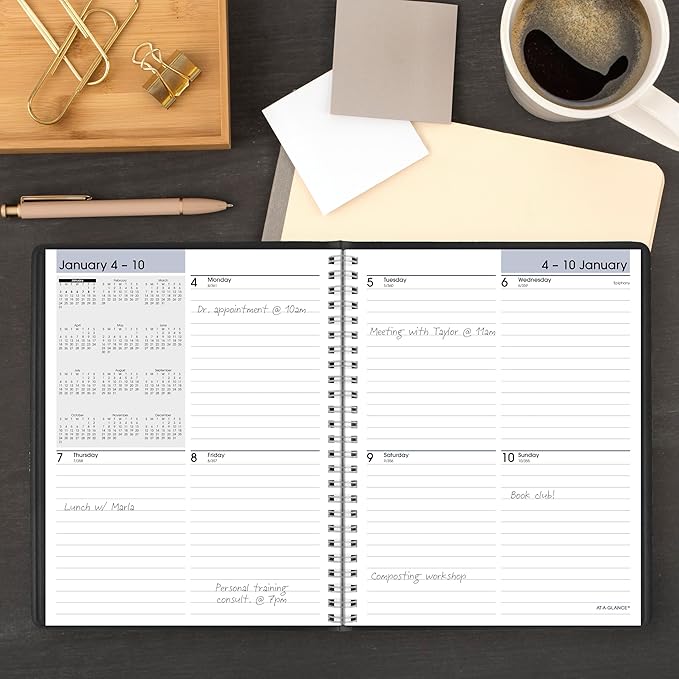AT-A-GLANCE 2027 Planner, Weekly, 7" x 8.75", Block-Style, DayMinder, Black (G5350027)