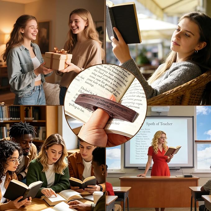 Thumb Page Holder – Smooth Finish Wood Book Clip for Reading, One-Handed Reading Accessories, Ideal Gifts for Teachers, Students & Women Book Lovers