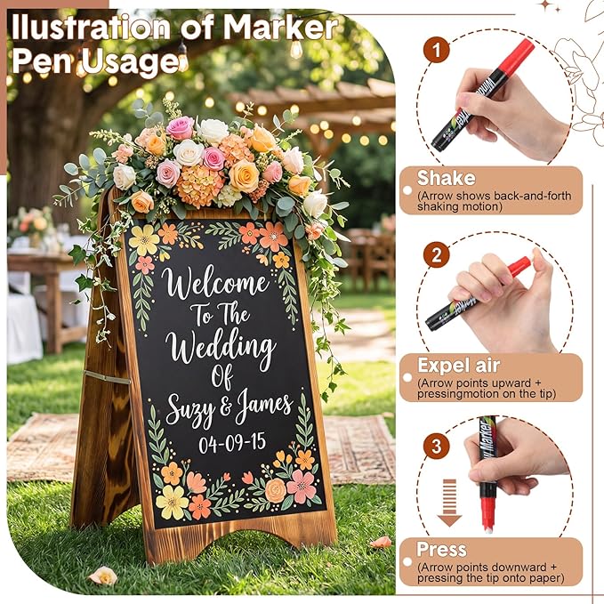 A Frame Chalkboard Sign Sandwich Magnetic Chalkboard Double Sided Sidewalk Signs with Markers Foldable Blackboard Menu Display for Weddings Restaurant Business(Burnt Brown,15 x 30 Inches)