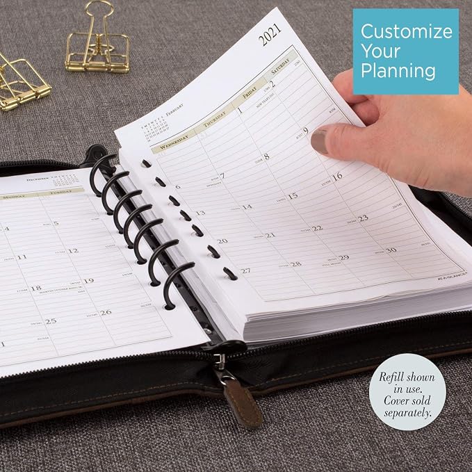 2021 Daily & Monthly Planner Refill by AT-A-GLANCE, 92010 DAY-TIMER, 5-1/2" x 8-1/2", Size 4, Two Page per Day (481-225A-21)