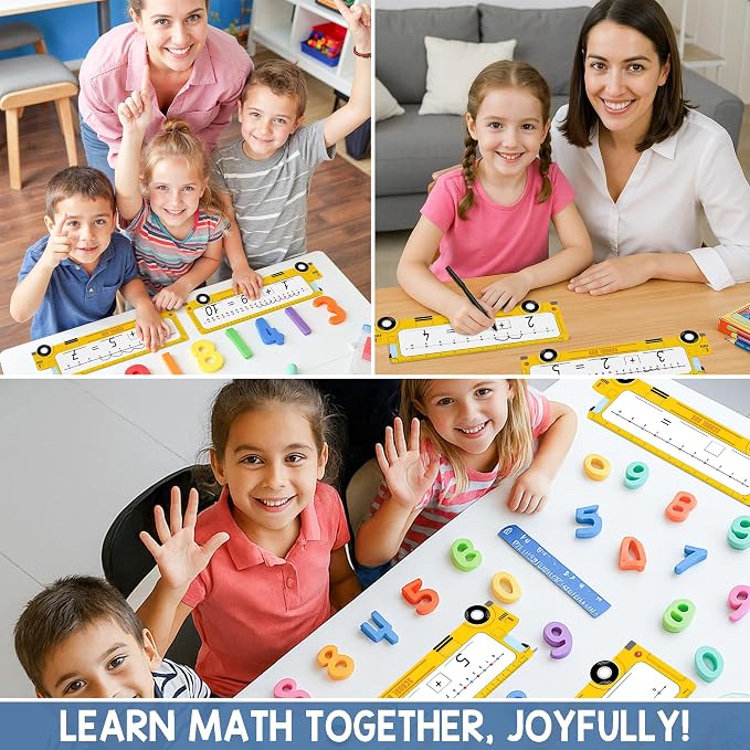 26-Pack School Bus Number Line Dry Erase Boards Cards, 14"x4", Double-Sided, 0-10 on One Side & 0-20 on Other Side, Math Manipulatives for Student, Education Classroom Must Haves