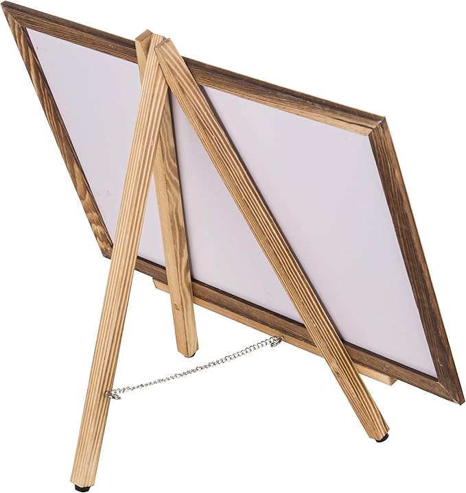 MyGift 18-Inch Burnt Wood Erasble Chalkboard Sign with A-Frame Easel Stand, Tabletop Menu Board, Wedding and Events Chalboard Signage