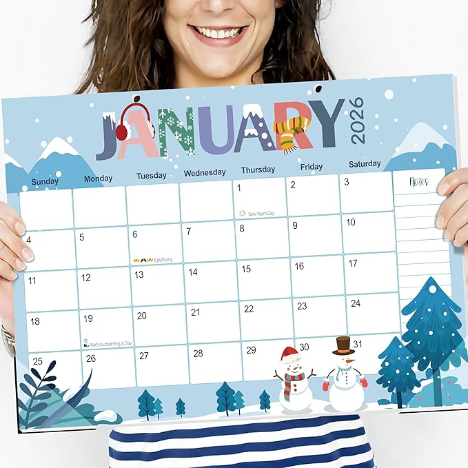 Guasslee Desk Calendar 2026-2027, 18-Month from 2026 Jan. - 2027 Jun, 17"x11.5" Large Monthly Desk Planner with Corner Protectors, Ample Blocks ＆ Notes for Home Office