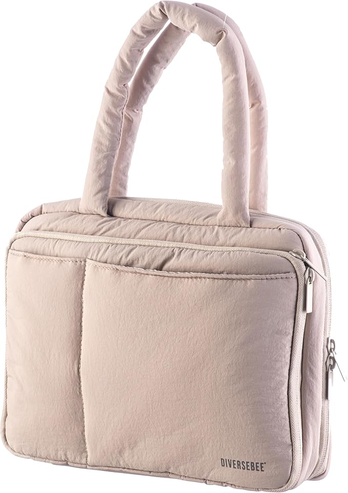 DiverseBee Large Bible Cover with Handles, Carrying Case for Women, Tote Bag, Book Cover, Bible Accessories, Christian Gift (Beige)