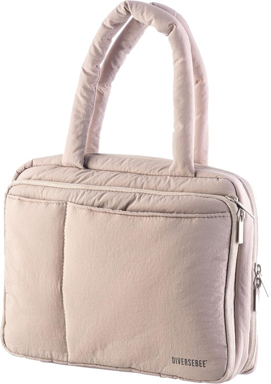 DiverseBee Large Bible Cover with Handles, Carrying Case for Women, Tote Bag, Book Cover, Bible Accessories, Christian Gift (Beige)