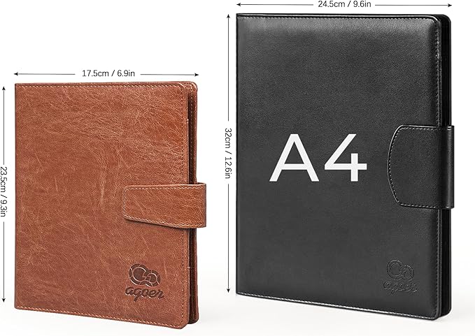 Agoer A5 Clipboard Folder Portfolio,Faux Leather Interview Resume Folder,Magnetic Padfolio with Papers,Sticky Tabs,Storage Clipboard for Cover for Legal Pad for Resume Office Conference,Red Brown