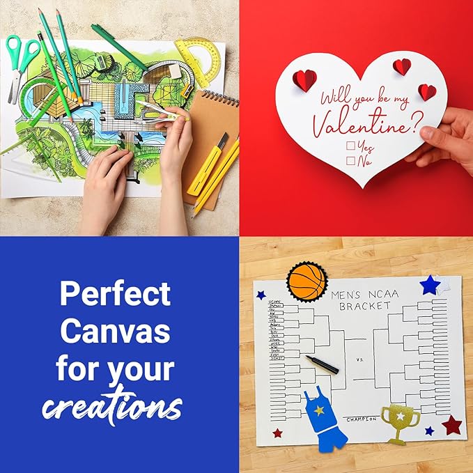 White Poster Board, Premium 2-Sided 22x28 for School Projects, Arts & Crafts, Water & Fade Resistant Posterboard for Signs & Presentations, Large Posterboard 22x28”, 100 Count
