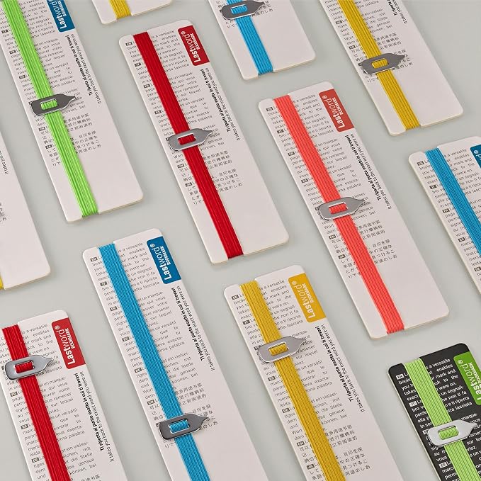 Lastword Elastic Bookmark Perfect for Any Book - Book Markers with Line Pointer Design Made in Italy - Blue