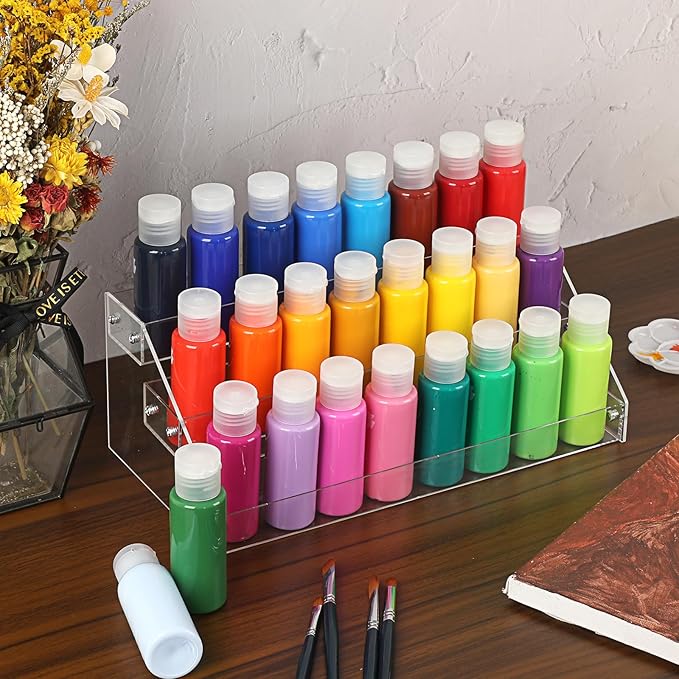 BTSKY 3 Tier Washi Tape Organizer - Clear Plastic Washi Tape Storage Rack, Assembly Washi Tape Storage Holder Washi Tape Dispenser Desk Accessories Display Caddy for Scrapbooking Art Craft Supplies