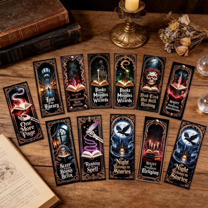 Wxiben Dark Romance Bookmarks Gifts - 100 Pcs Gothic Fantasy Paper Bookmarks Double Sided Tarot Card Skull Book Markers Page Clip Gift for Women Men Teachers Office Book Lovers Bookish Supplies