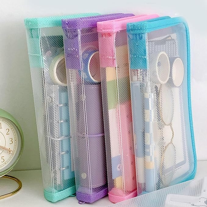Clear File Storage Pouches Zippered Closure Receipt Folder Small Document Organiser Case for Office School Supplies Scratch Storage Pouches