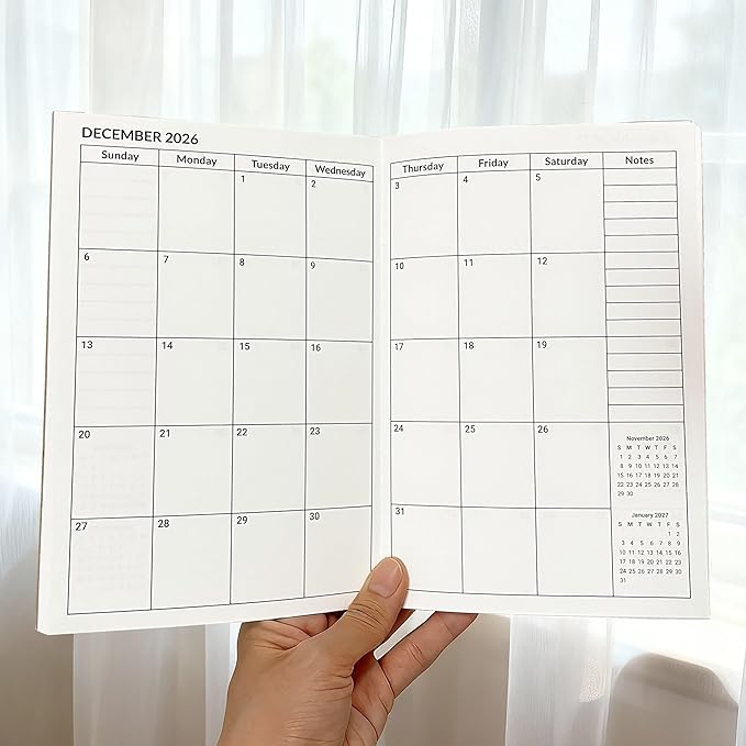 A5 Calendar Planner July 2026 - June 2028, Travelers Notebook Inserts for 2 Years, Monthly Calendar & Important Dates & Line & Dotted, 100gsm Paper, 8.3 x 5.5 in, 1pcs (Pink)