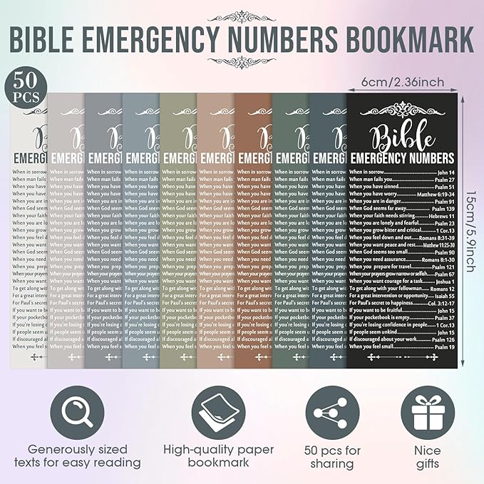 Feifeiya 50 Sets Christian Mothers Day Gifts Bulk Religious Pens Bible Verse Emergency Numbers Bookmarks Scripture Catholic Gifts for Women Men Church Welcome Sunday School(Boho Color,English)