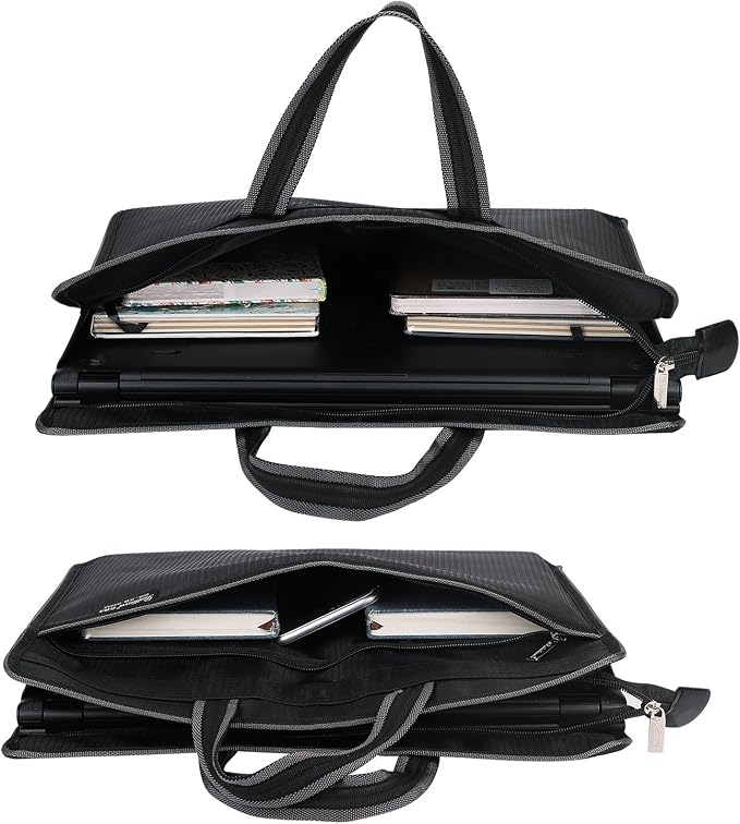 Zippered Document Bag Portable B4 Business Briefcase Oxford Waterproof File Bag Pouch Portable Portfolio Carrying Case Lightweight Handbag File Storage Organizer Holder for Office Meetings Travel