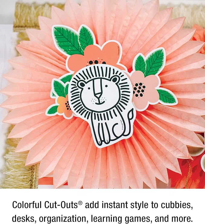 Schoolgirl Style Simply Safari Animal Cut-Outs—Accents for Nursery Wall Decor, Locker Decorations, Bulletin Board Decorations, Crafts, Homeschool or Classroom Décor (36 pc), (120628)