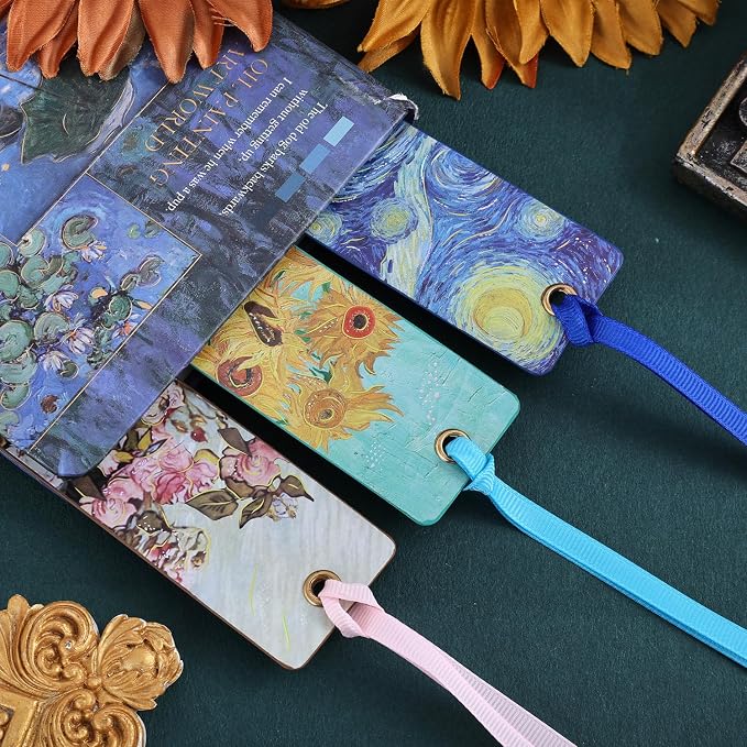 8 Pcs Oil Painting Bookmarks for Women, Bookmarks Set for Book Lover, Book Marks for Reading, Vintage Book Marks for Kids Students Classroom Gift for Teacher