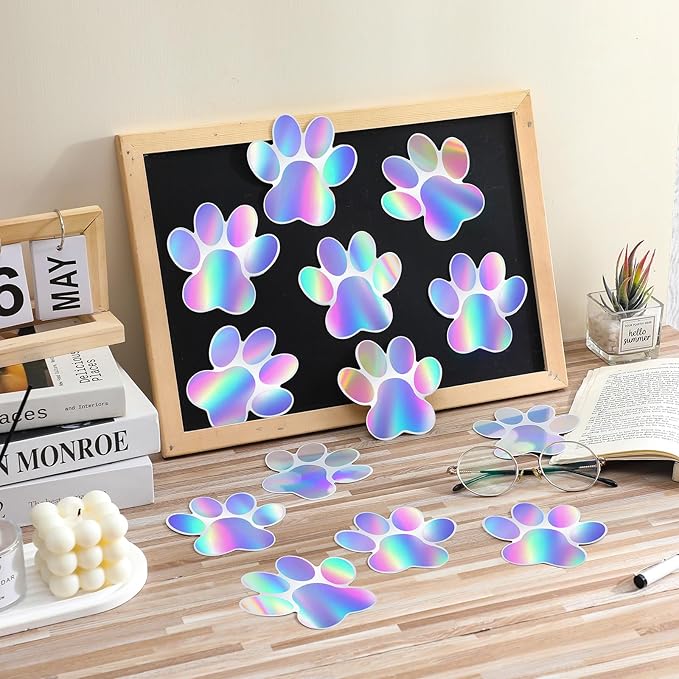 Junkin 60 Pcs Mini Paw Prints Cutouts Accents Bulletin Board Patrol Table Decorations Wall Decal Poster for Kids Educational School Home Party Supplies(Multi Color)