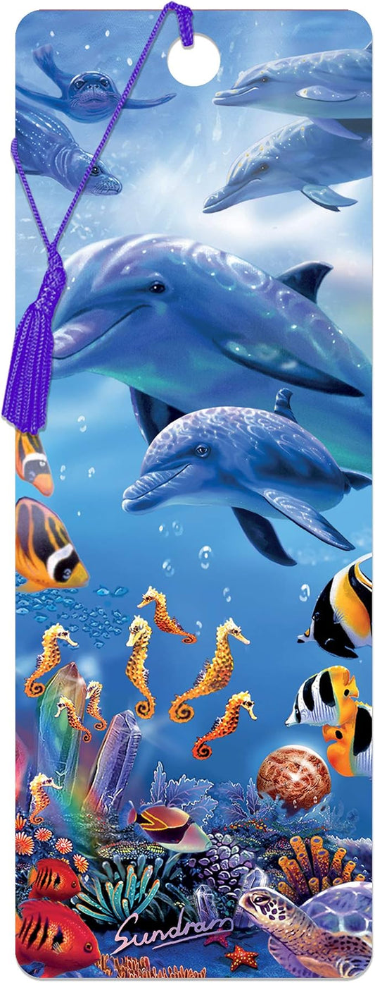 3D LiveLife Bookmark - Seahorse Kingdom from Deluxebase. Cute Lenticular Dolphin Page Marker. Animal Themed Accessories for Book Lovers. Small Gifts for Men, Women, Writers and Teachers.