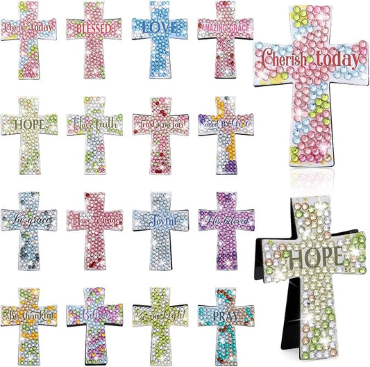 16 Pcs Cross Diamond Art Christian Magnetic Bookmarks Gifts for Women Christian Bible Bookmark Religious Gift with Bible Verses Floral Magnetic Page Clips for Reading Lovers