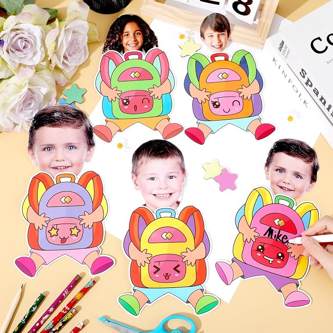 gisgfim 80Pcs Backpack Cutouts Back to School Decorations Bulletin Board Colorful School Bag Paper Cut-Outs Classroom Decor for Boy Girl DIY Craft Photo Wall Kindergarten Preschool Party Favor Supply