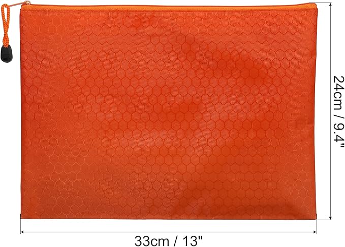 PATIKIL Waterproof Zipper File Bags, 10 Pack A4 Size Document Pocket Storage Organizer Pouch for Travel Office Supply, Orange