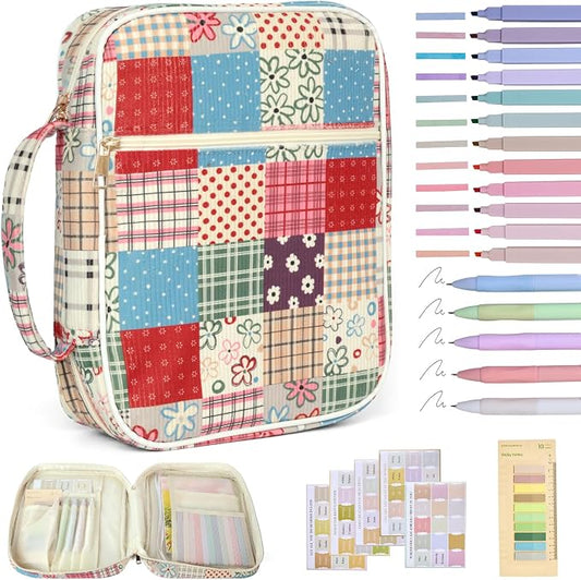 Bible Cover Case for Women Corduroy Bible Case for Girls Large Bible Cover with Handle Bible Study Supplies Accessories Christian Gifts for Women (Cute Plaid, Medium)