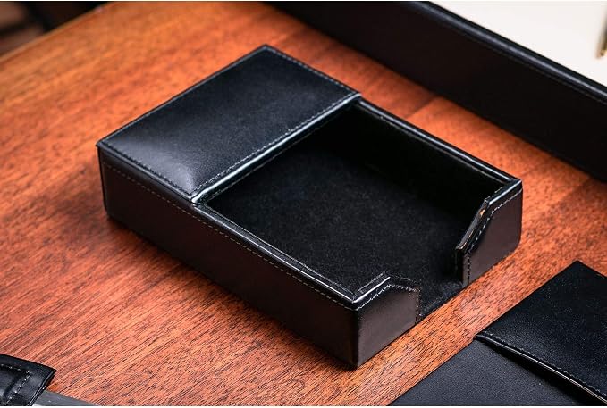 Dacasso Bonded Set Luxury Leather Desk Pad & Desk Organization Essentials, 7 Piece, Black