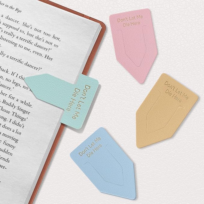 Leather Bookmark for Reading Women, Dont LET ME DIE HERE Bookmarks, Index Book Marks for Book Lovers, 6 Pcs Light Color Set