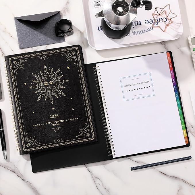 2026 Appointment Book - 2026 Daily Hourly Planner, Jan 2026 - Dec 2026, 9"x 11", 2026 Planner, Large Planner Weekly Monthly Appointment Book 2026, 15-Minute Interval, Flexible Cover - The Sun