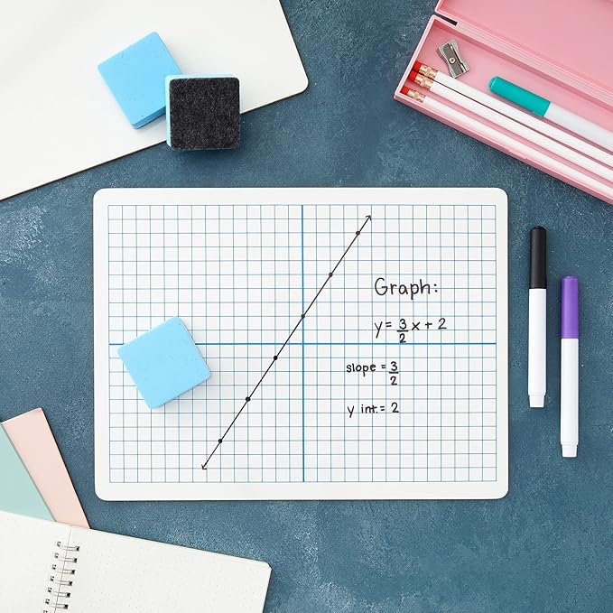 Bright Creations Dry Erase Boards with Grid & Blank Side - 24-Piece Double-Sided 9" x 12" - WhiteBoards with Erasers for Teacher and School Supplies