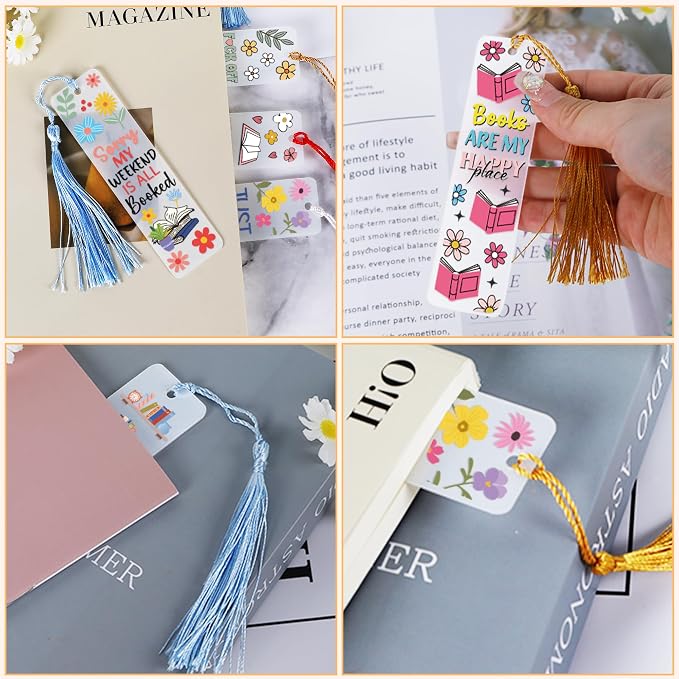 UV DTF Bookmark Wraps - 24 Sheets Book Lover Acrylic Bookmark Blanks Sticker, Reading UV DTF Transfer Stickers, Flower Wildflower Design for School DIY Project