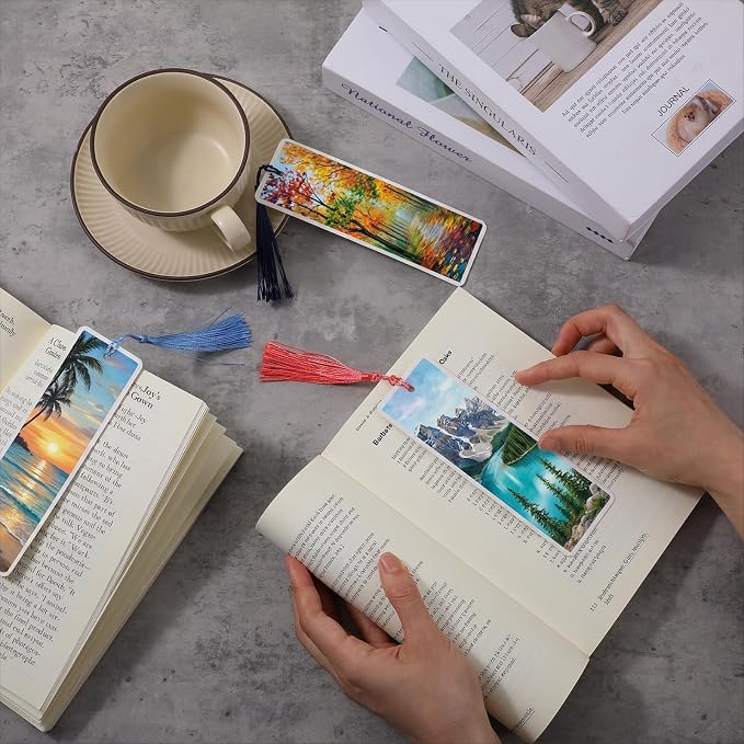 50 Pcs Sublimation Bookmark Blank Bulk DIY Bookmarks with Colorful Tassels, 2x6 Inch White Cardstock Blank Bookmarks for Custom Heat Transfer Crafts and Personalized Gifts