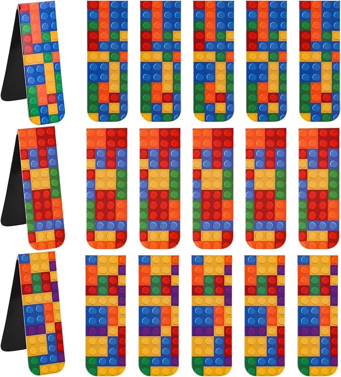 48 Pcs Magnetic Bookmark, Building Block Magnetic Bookmark Magnetic Page Markers Clips for Kids Students Teachers Reading Book Lovers Supplies Party Favors (3 Styles)