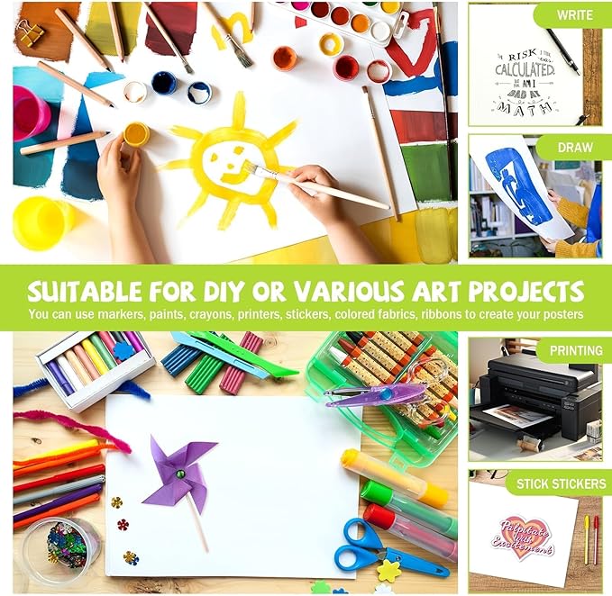 VOKOY 30 Pack White Poster Boards 11x14 Inch, Bulk Thick Posterboard Paper, Blank Graphic Display Vision Board for for Art DIY Crafts Drawing School Projects Presentations Exhibits Notices, 300gsm