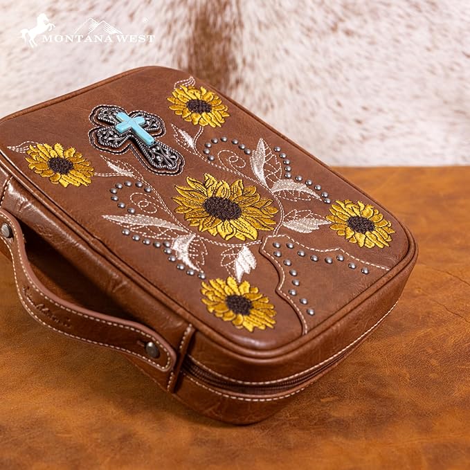 Montana West Western Style Embroidered Bible Covers for Women Men Book Carrying Case Church Bag Outdoor Bible Protective