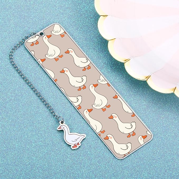Funny Cute Bookmarks Book Marks for Reading Women Men Book Accessories for Reading Lovers Book Lovers Bookish Gifts for Women Readers Book Marker Reading Accessories Silly Metal Bookmarks Goose 2-Side