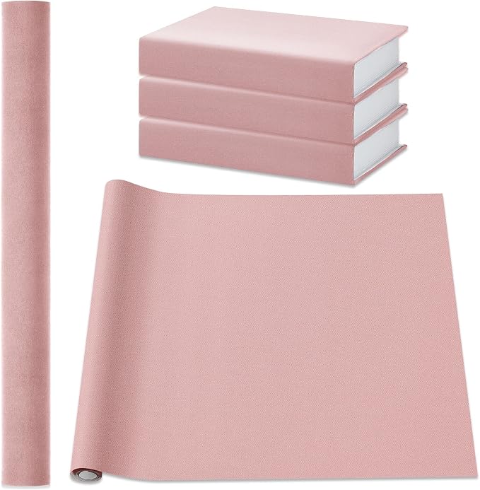 PerKoop Book Cloth for Book Binding 40 x 16 Inch Fabric Surface Paper Backed Bookcover Archival European Durable Strong Bookbinding Supplies Cover Books Album Scrapbooking (Pink)