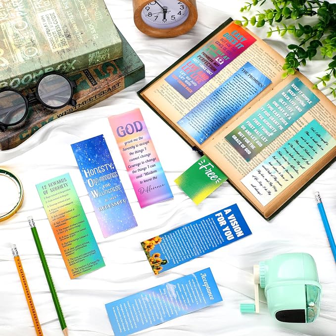 Motiskyy 200 Pcs Sobriety Gifts Sobriety Bookmarks Bulk Encouragement Motivational Paper Bookmarks Inspirational Christmas Book Marks Gifts for Classroom