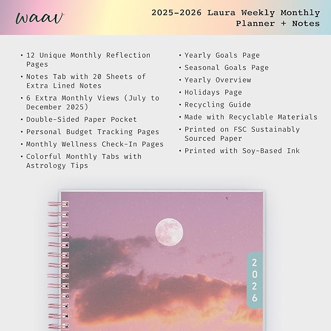 Blue Sky WAAV Planning Calendar Notes, Gloria, Weekly/Monthly Layout, Safety Wirebound (Laura- 2026, 5.875" x 8.625")
