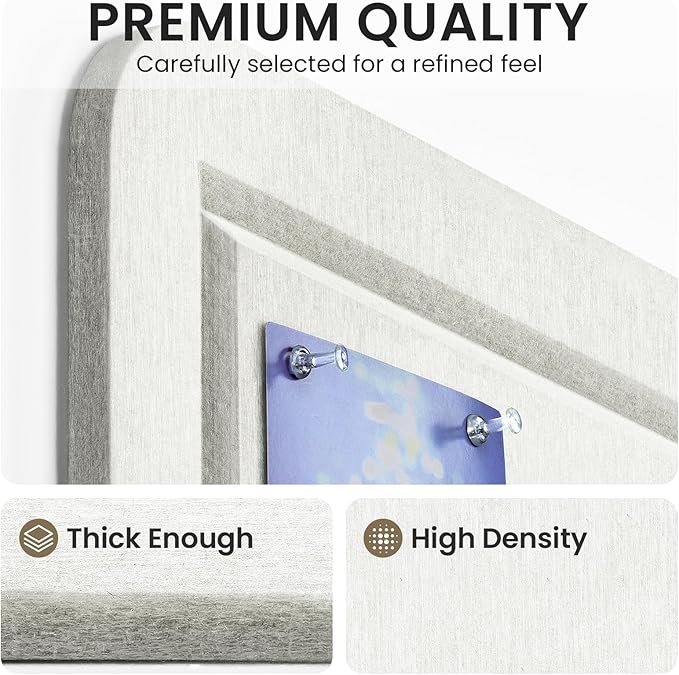 Large Bulletin Board, 35 X 17 Inches Felt Cork Board with 40 Pushpins, Foldable Felt Notice Pin Board Photo Display Board with Self-Adhesive Tape for Office Home School (White, 35x17 inch)