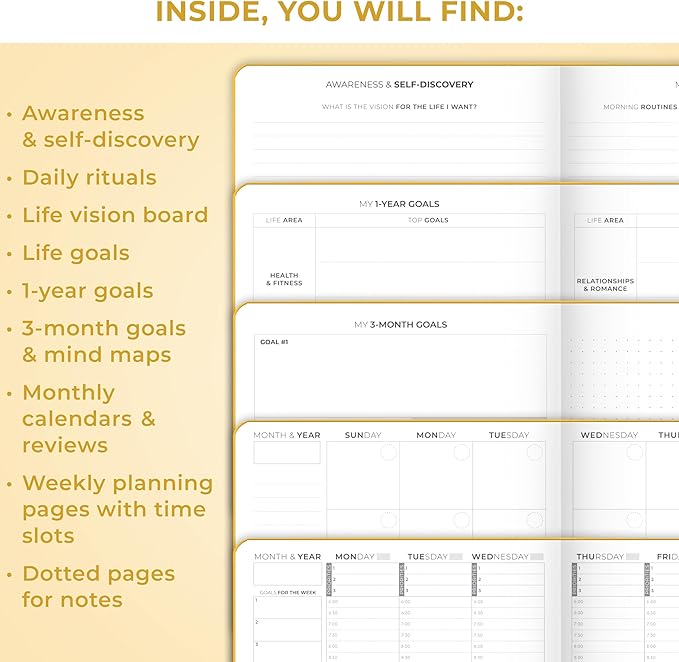 Clever Fox Planner Schedule – Undated Weekly & Monthly Life Planner with Time Slots, Appointment Book & Daily Organizer, A5 (Yellow)