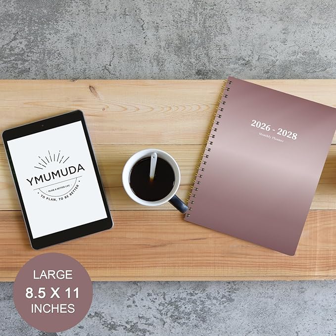 2026-2028 Monthly Planner - 2 Year Monthly Planner Calendar 2026-2028, Jul 2026 - Jun 2028, 8.5" x 11", 24 Months, Spiral-Bound, Tabs, Holidays, Notes, Ideal for School Office Home Planning