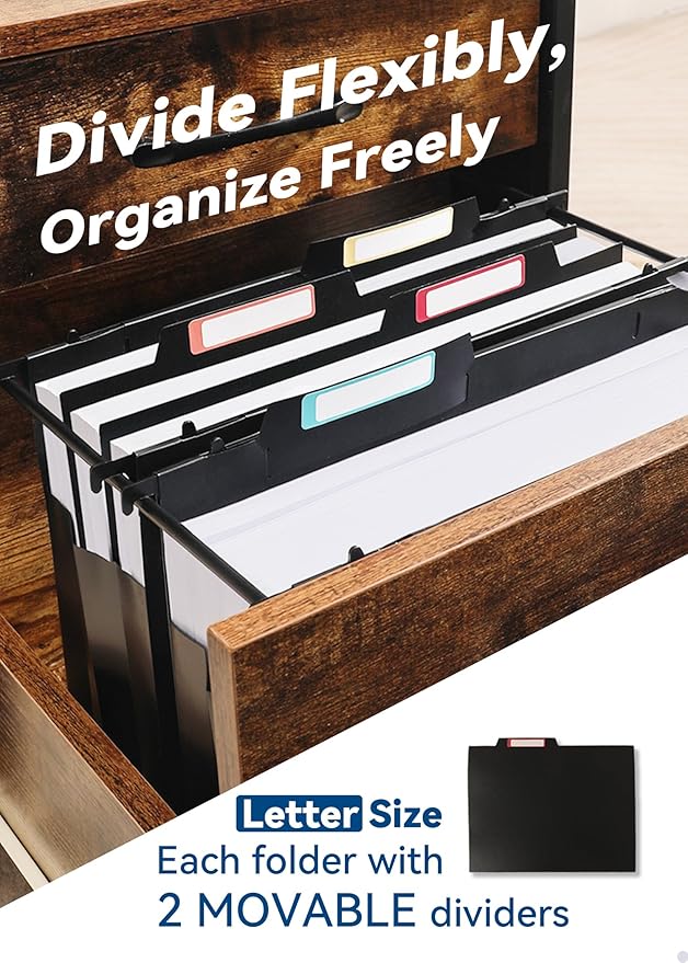 SortRax Plastic High Capacity Hanging File Folders, 4" Expansion for Bulky Documents, Side-Sealed Accordion Pocket, Supports Heavy Files, Letter Size, Movable Dividers, Insertable Tabs, 6 Pack