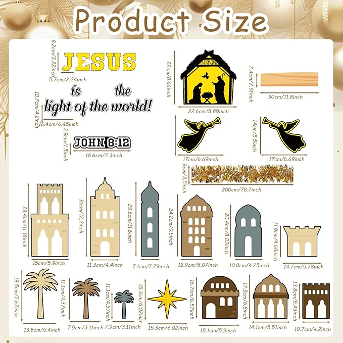 Pasimy Nativity Religious Bulletin Board Classroom Decorations Set Jesus Holy Night Scene 3D Bulletin Board Christian Bible Verse Paper Cutouts for Winter Holiday Xmas School Church Decor