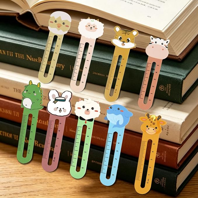300 Pcs Cute Animal Bookmarks for Kids, Funny Cartoon Book Marker Clips 20 Styles Ruler Bookmarks Bulk Page Markers Holders for Students Teachers Readers Book Lovers School Rewards