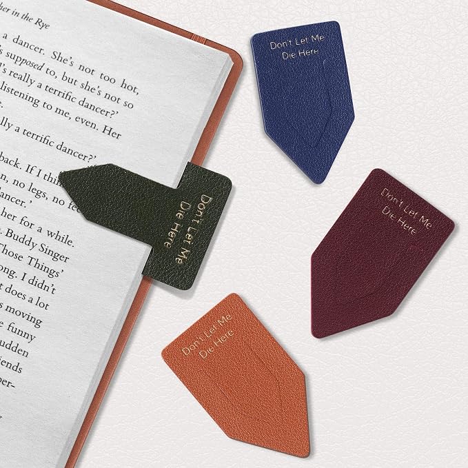 Leather Bookmark for Reading Women, Dont LET ME DIE HERE Bookmarks, Index Book Marks for Book Lovers, 6 Pcs Drak Color Set