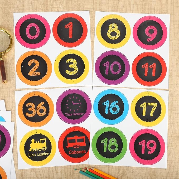 COCHIE Colorful Line Up Spots for Classroom Floor Decorations, 52PCS 4" Number Stickers for Teachers, Vinyl Floor Dots Decals, Back to School Supplies for Preschool, Kindergarten, Elementary (Black A)