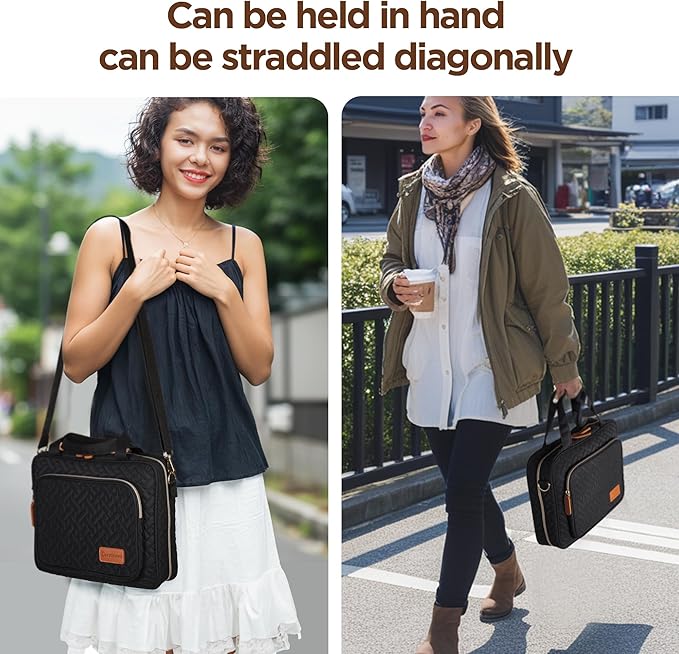 DERSTUEWE Bible Cover Case for Women – Stylish & Durable Bible Bag with Zippered Closure, Floral Print, Fits Standard & Large Bibles, Perfect for Church & Travel, Black Color