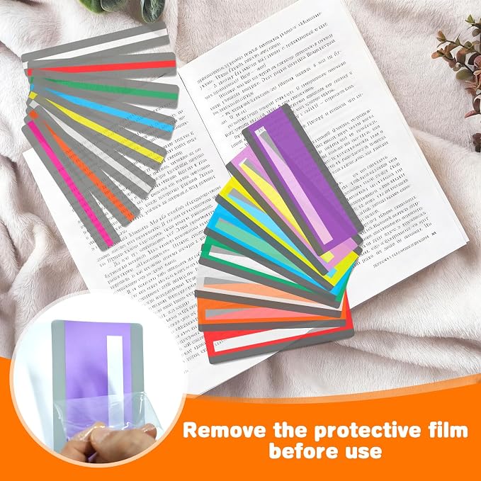 16 Pcs Guided Reading Strips with 2 Styles, Highlight/Colored Overlay Reading Strips Bookmark, Reading Line Trackers for Kids/Students, Dyslexia Support Tools