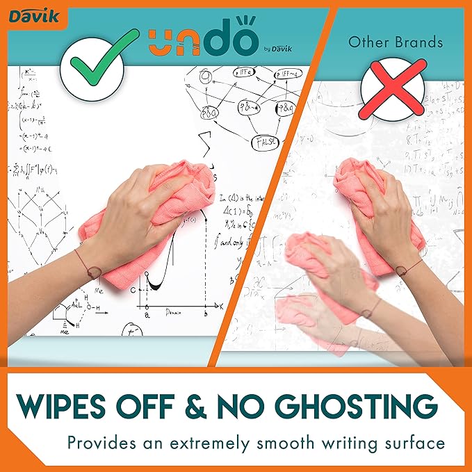 Undo White Board Sticker, Easy Cut and Set Up Dry Erase Board for Wall Art or Classroom Decor, Office and School Supplies, 12 Inches by 33 feet - Davik